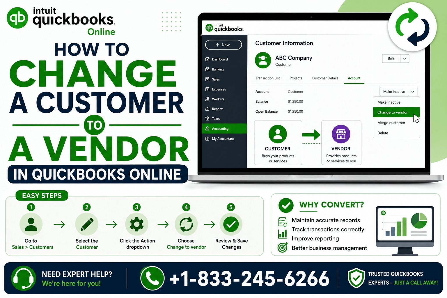 Customer to a Vendor in QuickBooks Online