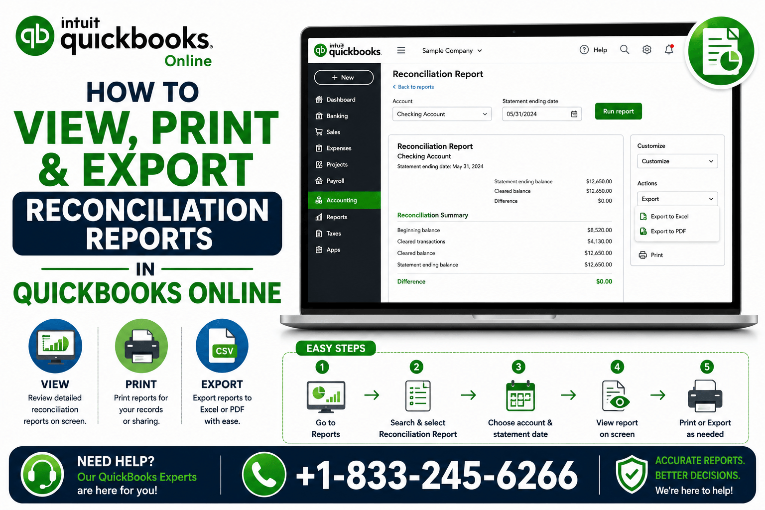 Print Reconciliation Report QuickBooks